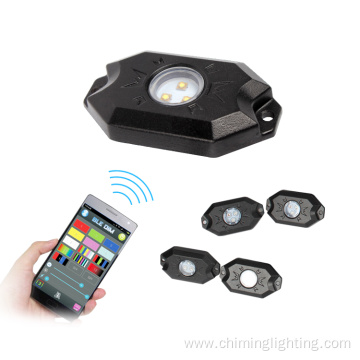 High Quality APP Controller 4pcs Rock Lights rgb with Remote App Control LED RGBW RGB Rock lights Pod Light Kits